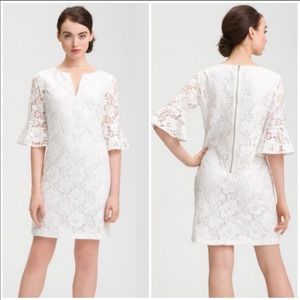 Adrianna Papell White Ruffle Bell Sleeve Dress 2